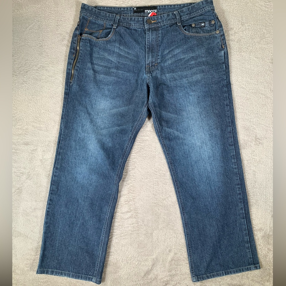 Mecca Jeans Men’s 40x32 Blue Denim‎ Straight Leg Slim Fit Zipper Pocket